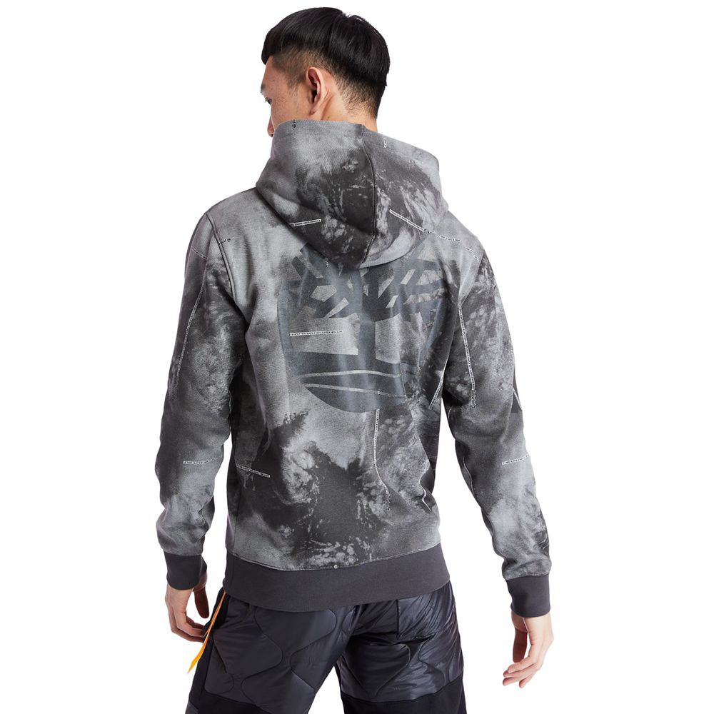 Timberland Φουτερ Ανδρικα Βαθυ Γκρι - Reflective Printed Pullover Hoodie - Greece 0485617-HE